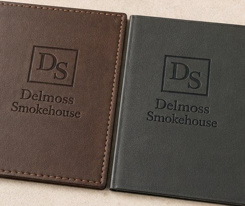 Branded menu covers with logo