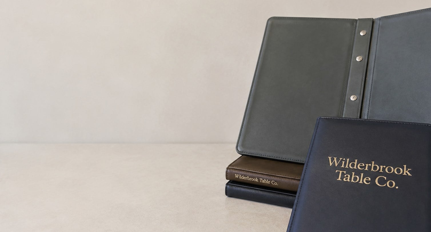 Custom printed menu covers with logo