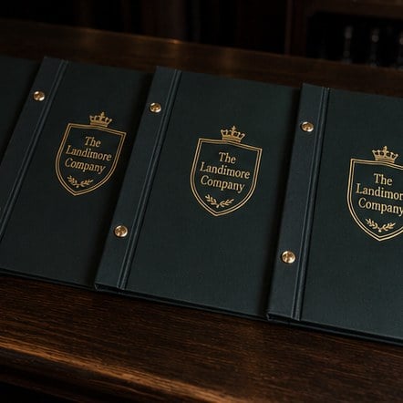 Customized menu covers for cocktail bars, taprooms and wineries