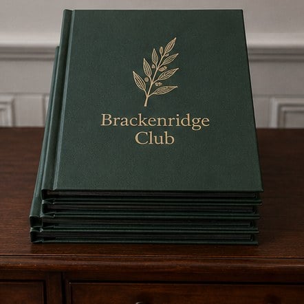 Customized menu covers for golf clubs, country clubs and banquets
