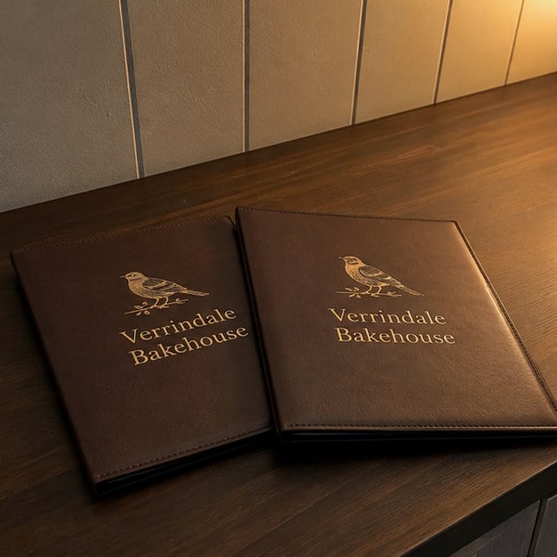 Menu covers with logo — customer photo